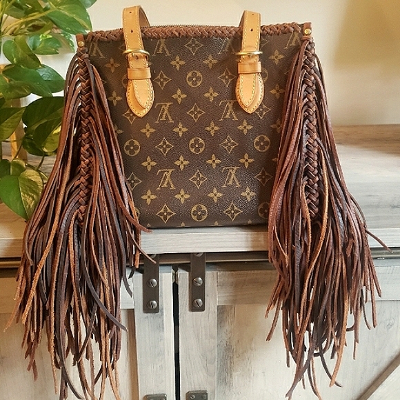 Louis Vuitton Handbags - Louis Vuitton Brown Monogram Fringe Tote with Tan Straps